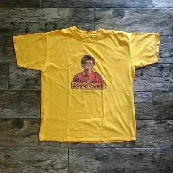 napoleon dynamite Tops - Vtg Napoleon Dynamite yellow t-shirt with graphic on front S